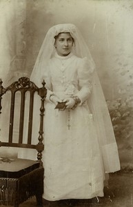 France Nimes Girl Communion Religion Old CDV photo Crespon 1890