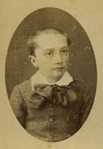 France Paris Young Boy Portrait Old CDV photo Prouzet 1880