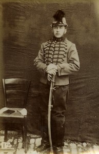 France Le Creusot Man in Military Uniform Sabre Old CDV photo Loyer 1880