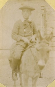 France Young Boy on Donkey Mule Old CDV photo 1880