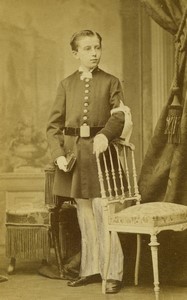 France Paris Balthazar Braun Child in uniform Old CDV photo Petit 1879