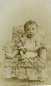 France Valenciennes baby sat on chair Portrait Old CDV photo Rouault 1890