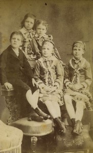 France Lille Children group Portrait Fashion Old CDV photo Carette 1880