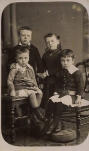 France Le Cateau Children group Portrait Fashion Old CDV photo Jacque 1880