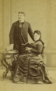 France Paris Woman & Man Portrait Fashion Old CDV photo Lejeune 1870
