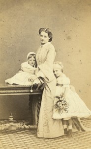 Italy Torino Mother & Children Portrait Fashion Old CDV photo Le Lieure 1870