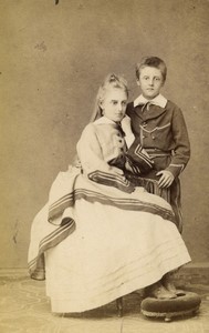 Italy Torino Siblings Family Portrait Fashion Old CDV photo Schemboche 1870