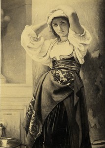 France Charles Landelle Painting Pensée rosa Old CDV photo Goupil 1870