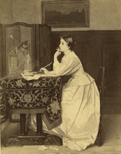 France Willems Painting 'La réponse' Old CDV photo Goupil 1870