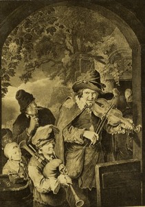 France J.G. Wille Strolling Musicians Gravure Old CDV photo Collin 1870