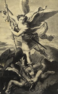 Raphael Painting Saint Michael Vanquishing Satan Old CDV photo Chardon 1870