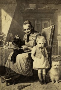 France Kretzschmer tableau 'La culotte déchirée' ancienne Photo Schulgen CDV 1870