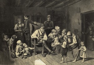 France Claude Thielley Painting Grandfather's Birthday Old CDV photo Goupil 1870