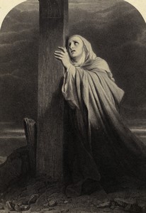 France Delaroche Painting Mary crying for Jesus Old CDV photo Goupil 1870