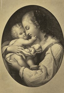 France Le Corrège tableau Mere et son enfant ancienne Photo Dusacq CDV 1870