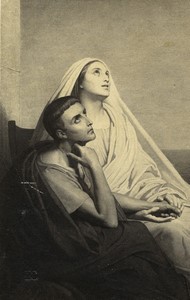 France Ary Scheffer Painting St Augustine & St Monica Old CDV photo Dusacq 1870