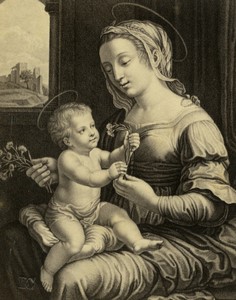 France Raphael Painting The Madonna of the Carnation Old CDV photo Dusacq 1870