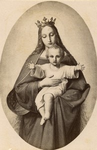 France Anonymous Painting Madonna and Child Old CDV photo Schulgen 1870