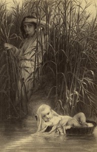 France Delaroche Painting Moses on the Nile Old CDV photo Goupil 1870