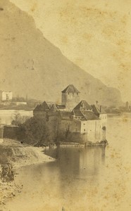 Switzerland Chateau de Chillon Castle Old CDV photo Armero 1870