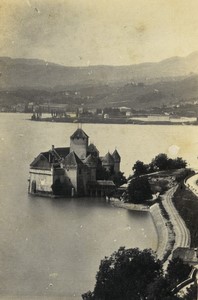 Suisse Château de Chillon Lac Leman ancienne Photo Braun CDV 1860's