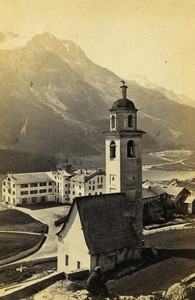 Switzerland St Maurice Church Hotel du Kuln Old CDV photo Braun 1860's