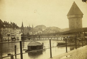 Switzerland Lucerne Kapellbrücke Old CDV photo Anonymous 1870