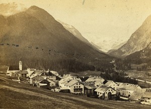 Switzerland Pontresina General View Mountains Old CDV photo Braun 1870