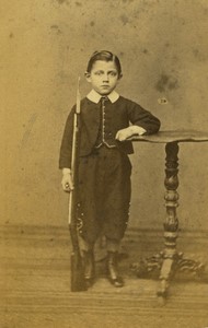 Belgium Brussels Boy with Toy Rifle Old CDV photo De Trez 1870