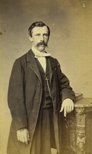Belgium Kortrijk Man Portrait Moustache Old CDV photo Debedts 1860's