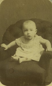 France Paris Baby on a chair Old CDV photo Cognet 1880