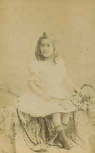 France Paris Girl in nice dress Fashion Old CDV photo Walery 1890