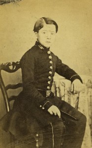 France Paris Jeune Garcon Etudiant? En Uniforme ancienne Photo CDV Ladrey 1870