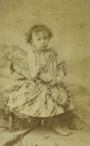 France Paris Jeune Enfant Belle robe ancienne Photo CDV Auguste Abs 1890