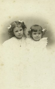 France Paris 2 Children Portrait Old CDV photo Vallois 1900