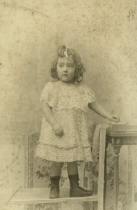 France Paris Young Girl Toddler Portrait Old CDV photo Albert Courrier 1890