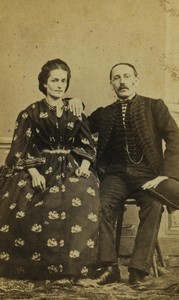 Czechia Couple Posing Sunday Clothes? Fashion Old CDV photo 1863