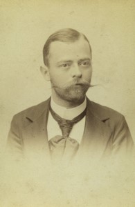 Czechia Prague Man posing Cholinsky Moustache Old CDV photo Tomas 1898