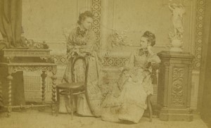 Czechia Prague two Women posing Fashion Old CDV photo Fiedler 1870