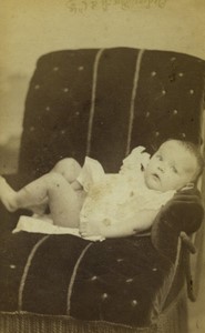 Poland Poznań Posen Baby on armchair Old CDV photo Rivoli 1870