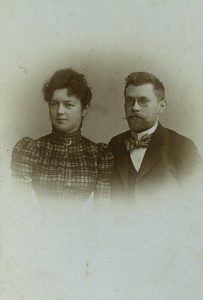 Poland Poznań Posen couple posing Old CDV photo Cieslinski 1899