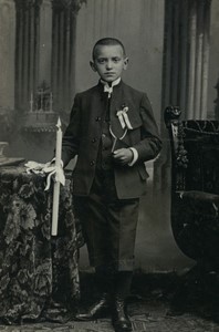 Poland Poznań Posen young boy Communion Old CDV photo Rembrandt 1900