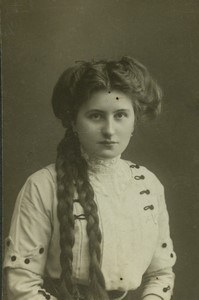 Poland Poznań Posen Young Woman posing Long Braids Old CDV photo Victoria 1910