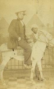 Egypt Alexandria tourist posing on a mule in a studio? Old Photo CDV 1870