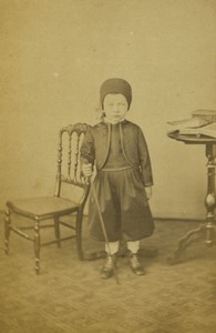 Greece? Child dressed up in local costume old photo CDV 1870