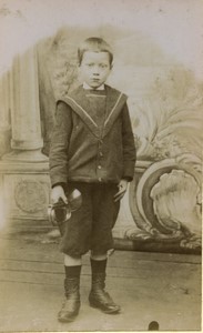 France Jeune Garcon posant avec un Clairon? Ancienne Photo CDV 1890