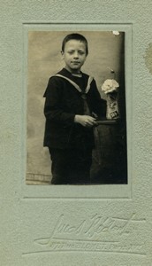 France Young Boy in Sailor outfit Odd Vase Old CDV photo Lucas Bedart 1900