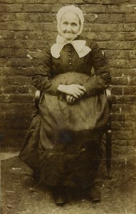 France Older Woman posing outside wearing Bonnet Old CDV photo 1900