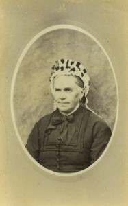 France Portrait of Older Woman wearing Bonnet Old CDV photo 1890