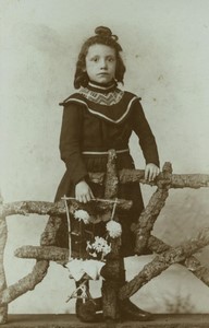 France Tourcoing Young Girl posing in nice dress Old CDV photo Huisman 1900 #2
